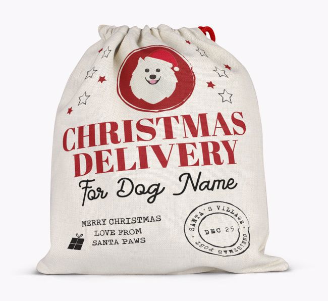 Personalised 'Christmas Delivery for {dogsName}' Santa Sack